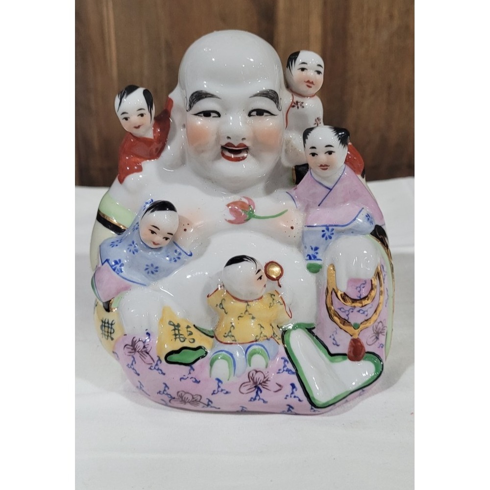 Laughing Happy Buddha Statue Chinese with 5 Children